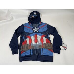 Marvel Avengers Captain America Jacket Hooded Mask Boys Size‎ L Blue